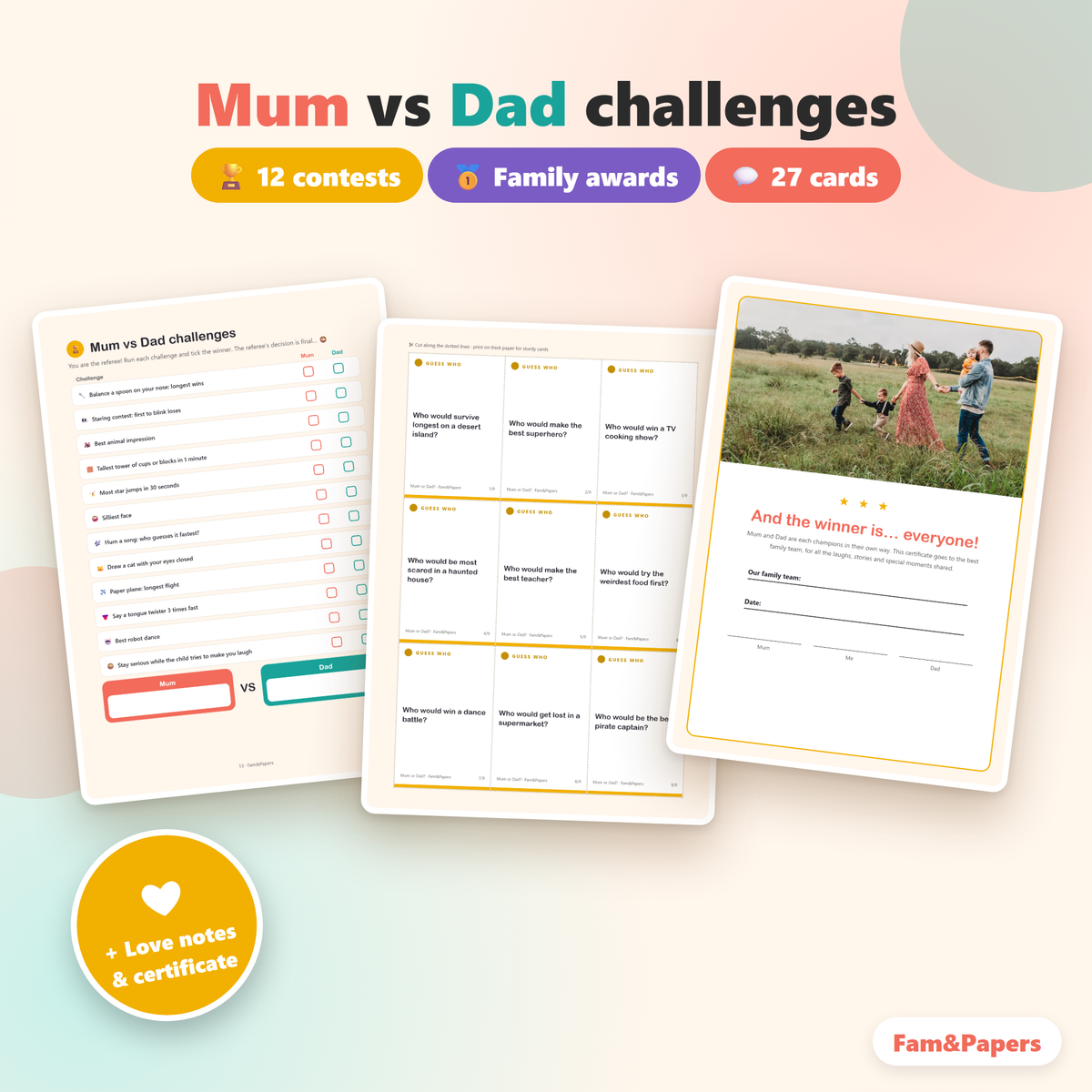 Mum or Dad? Family Game Book | Fam&Papers