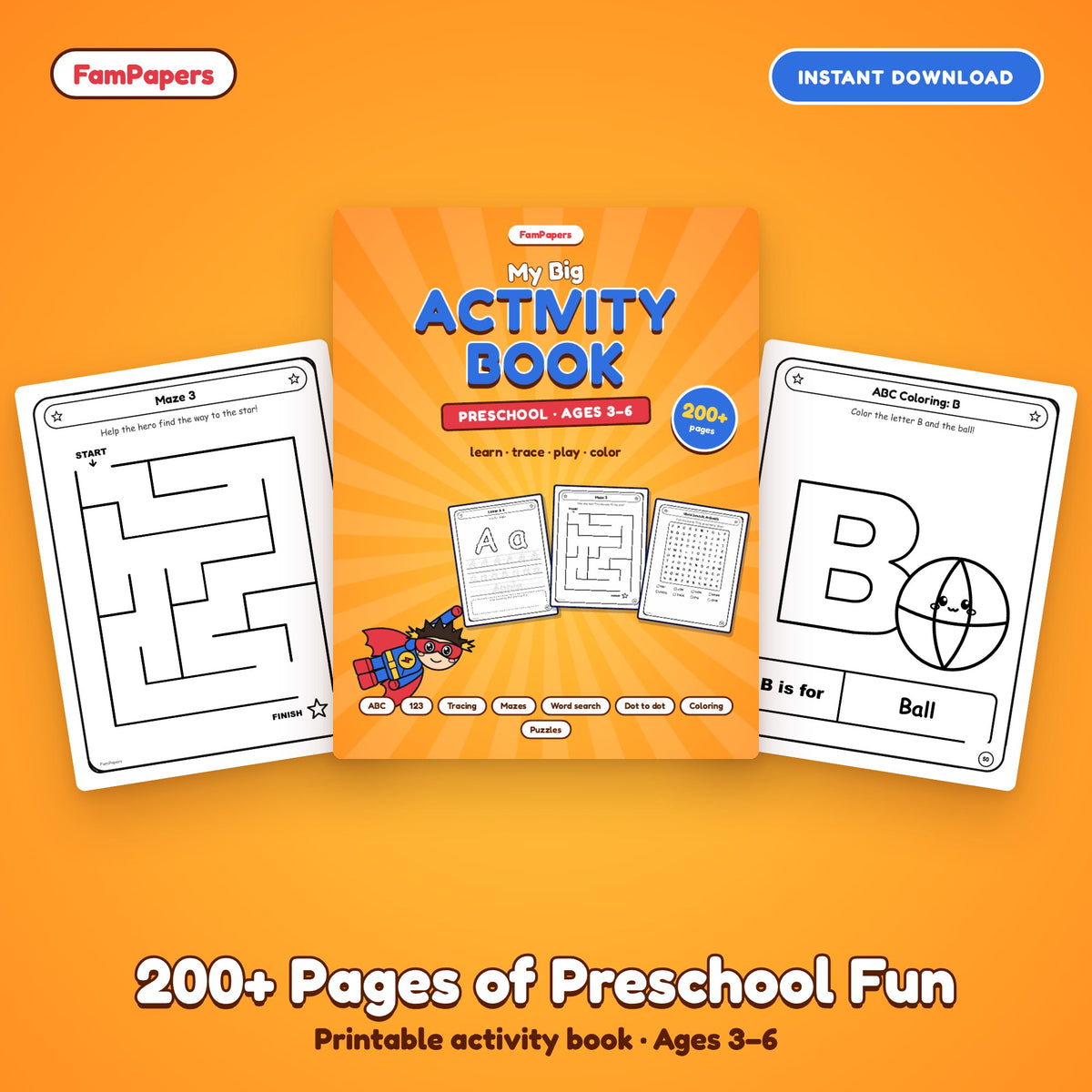 My Big Activity Book – 200+ Printable Preschool Pages for Kids Ages 3–6