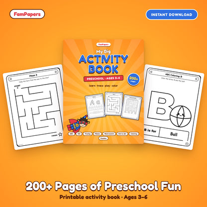 My Big Activity Book – 200+ Printable Preschool Pages for Kids Ages 3–6
