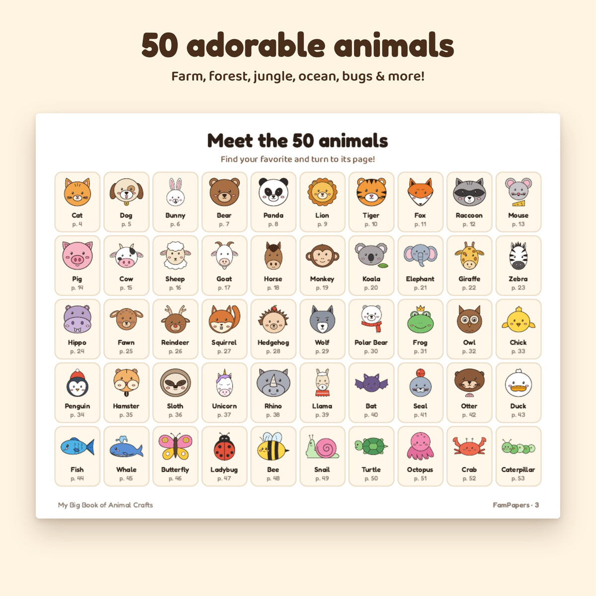 50 Animal Crafts for Kids
